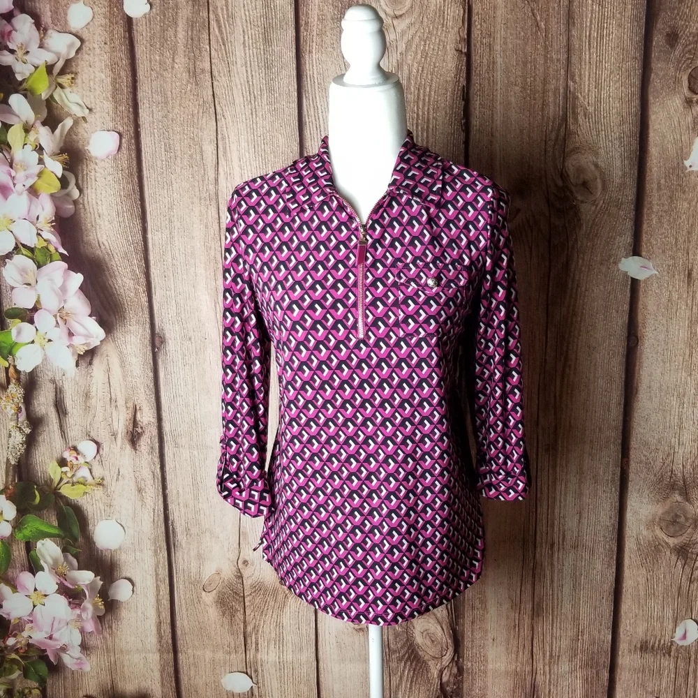 Tommy Hilfiger half zip 3/4 sleeves top size S/P - Picture 2 of 8